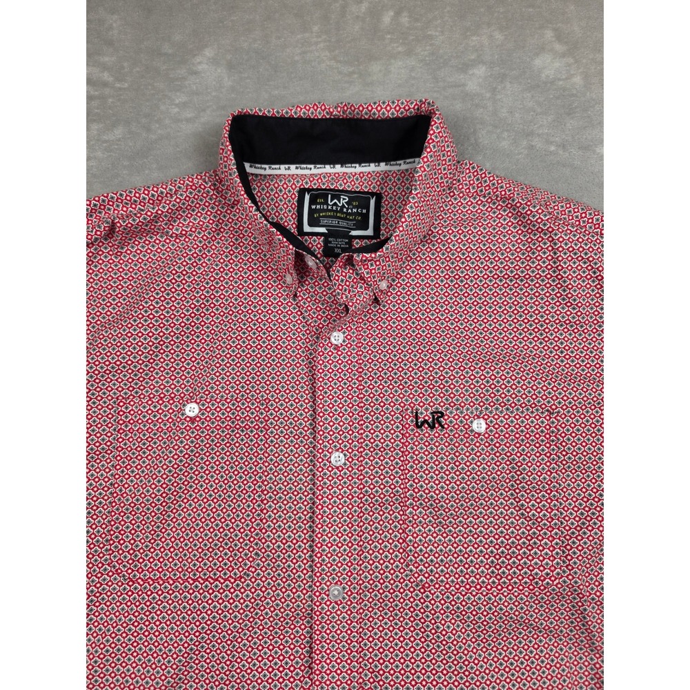Whiskey Ranch Pearl Snap Western Shirt Mens XXL Red Geometric Long Sleeve Cowboy